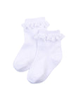 Girls White 3-Pack Ruffle Ankle Socks