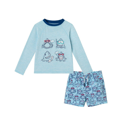 Rashguard & Swim Trunk Set - Shark Characters