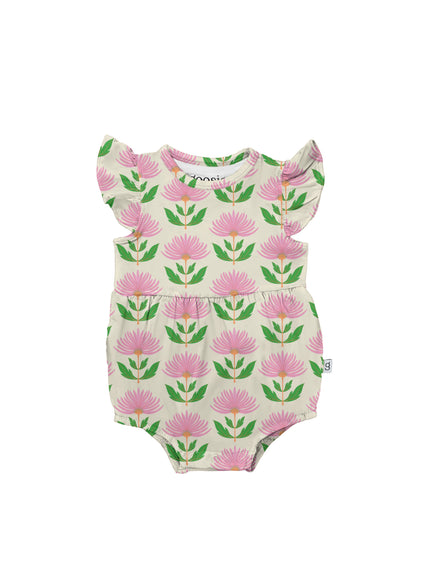 Pink Block Flowers Bamboo Flutter Bubble