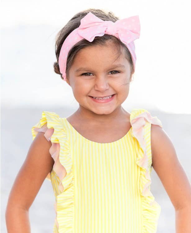 Pink Polka Dot Swim Bow Headband