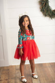 Kids Red & Green Christmas Holiday Sparkle Tulle Dress