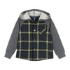 Boys Baby Green Plaid Hooded Flannel Buttondown Set