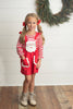 Kids Striped Santa Ruffle Pocket Pinafore Christmas Set