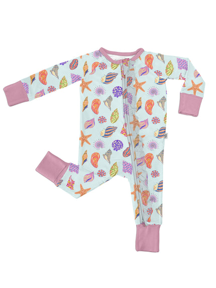 Seashells Bamboo Ruffle Zip Pajamas