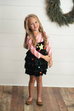 Kids Candy Cane & Velvet Christmas Tree Holiday Dress Set