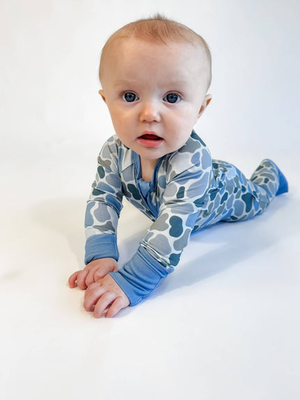Watercolor Camo Bamboo Zip Pajamas