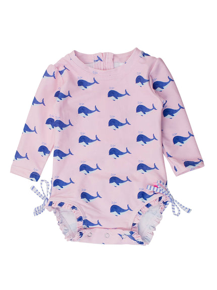 Pink Whale Friends Long Sleeve One Piece Rash Guard