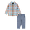 Boys Baby Plaid Buttondown & Pants Set