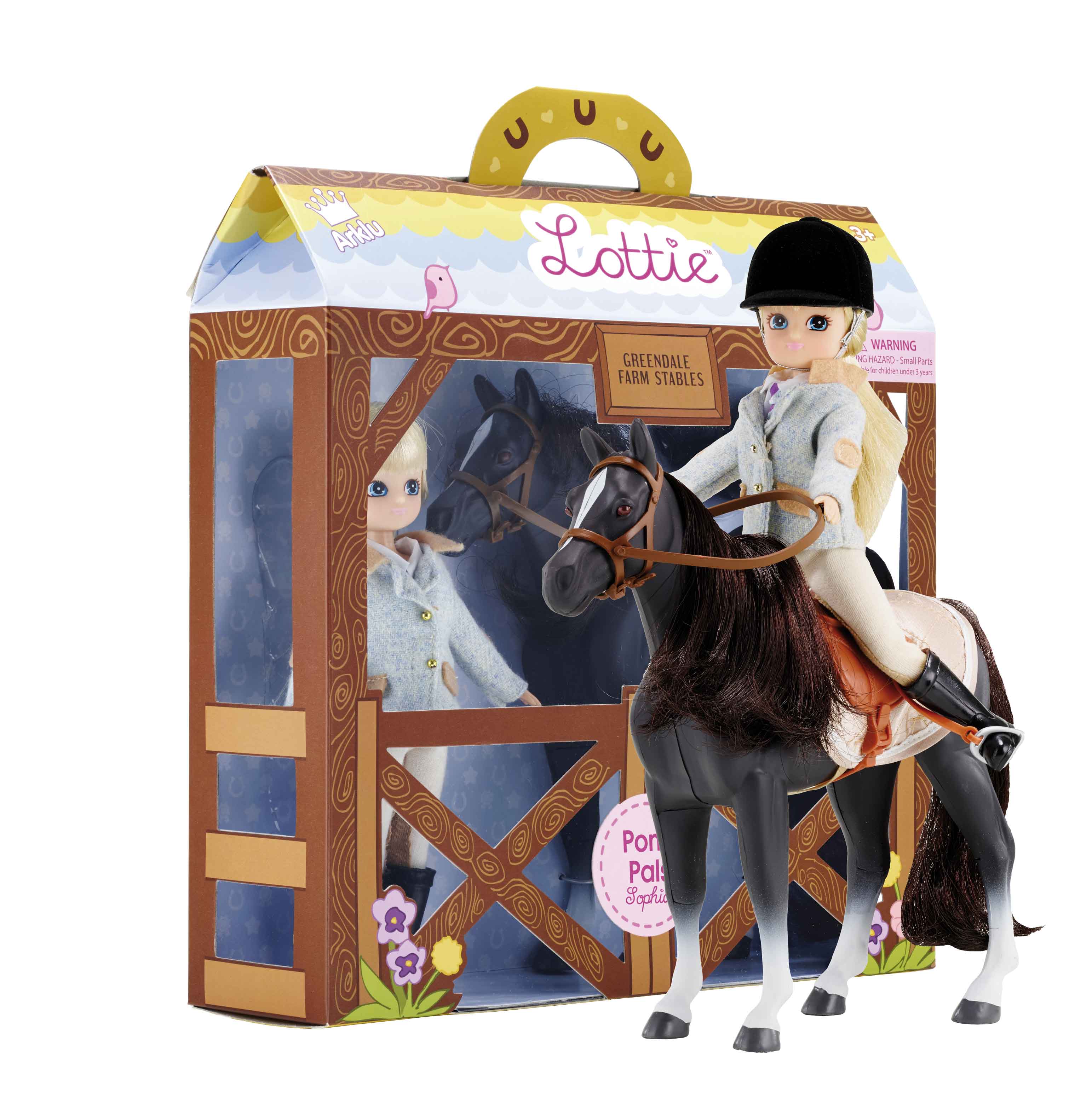 Presented in beautifully designed, brightly coloured boxes (complete with handle for easy transport) these Irish designed dolls need no wrapping and have award winning attention to detail which make them an essential addition for any doll collector. Description: * Riding jodphurs * Tweed-style formal riding jacket * Shirt and tie * Boots * Riding helmet * Seren the Welsh Mountain Pony wears a saddle, bridle, stirrups and numnah (a saddle pad that acts as a protective cushion between the pony and the saddle)