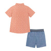 Short Sleeve Buttondown Set - Faded Orange