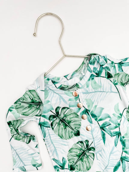 Tropical Leaf Newborn Knotted Gown