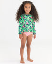 Flamingo Frenzy Ruffle Hem Rash Guard 2-piece