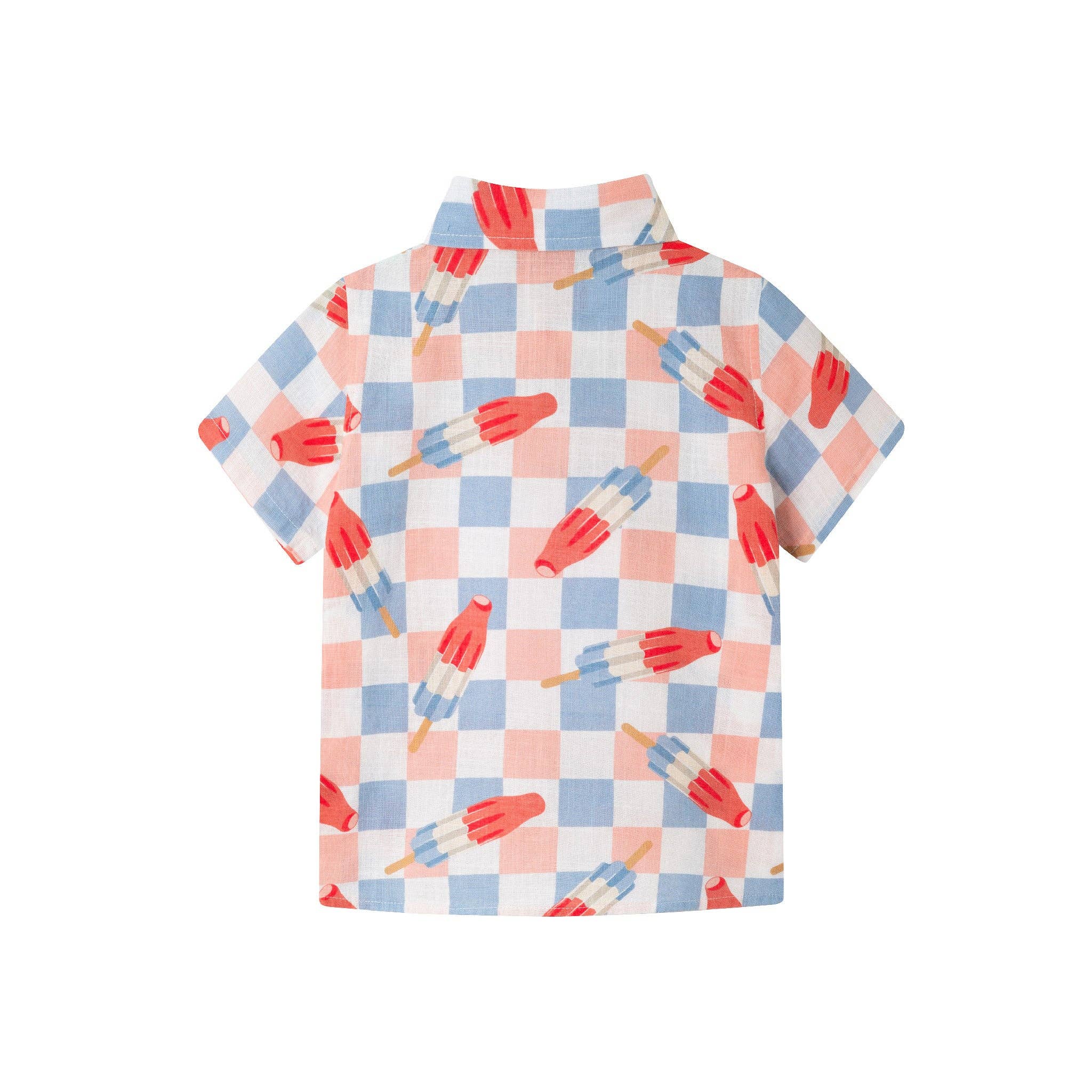 Kids Buttondown & Short Set | Checkered Ice Pop
