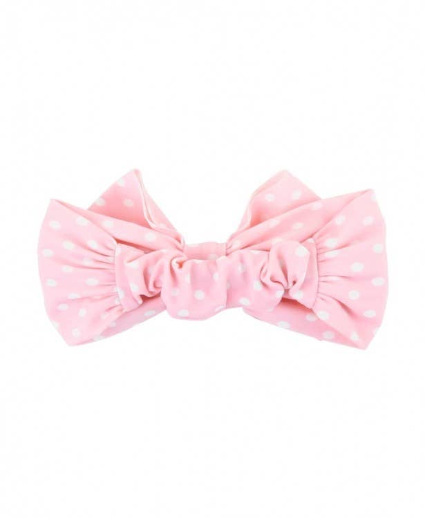 Pink Polka Dot Swim Bow Headband