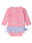 Pink Seas the Day Long Sleeve One Piece Rash Guard