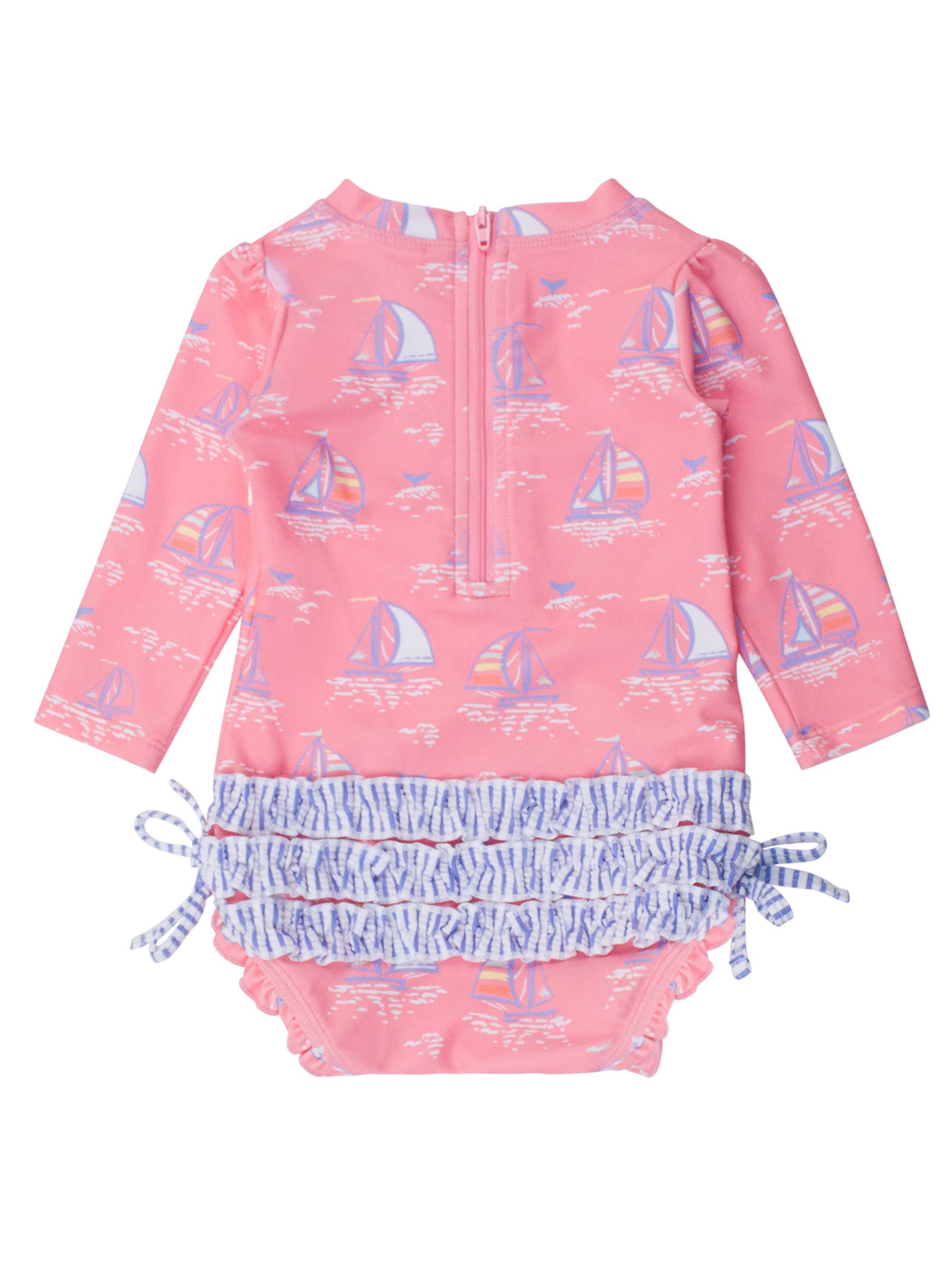 Pink Seas the Day Long Sleeve One Piece Rash Guard