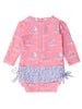 Pink Seas the Day Long Sleeve One Piece Rash Guard