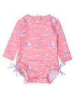 Pink Seas the Day Long Sleeve One Piece Rash Guard