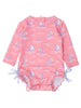 Pink Seas the Day Long Sleeve One Piece Rash Guard