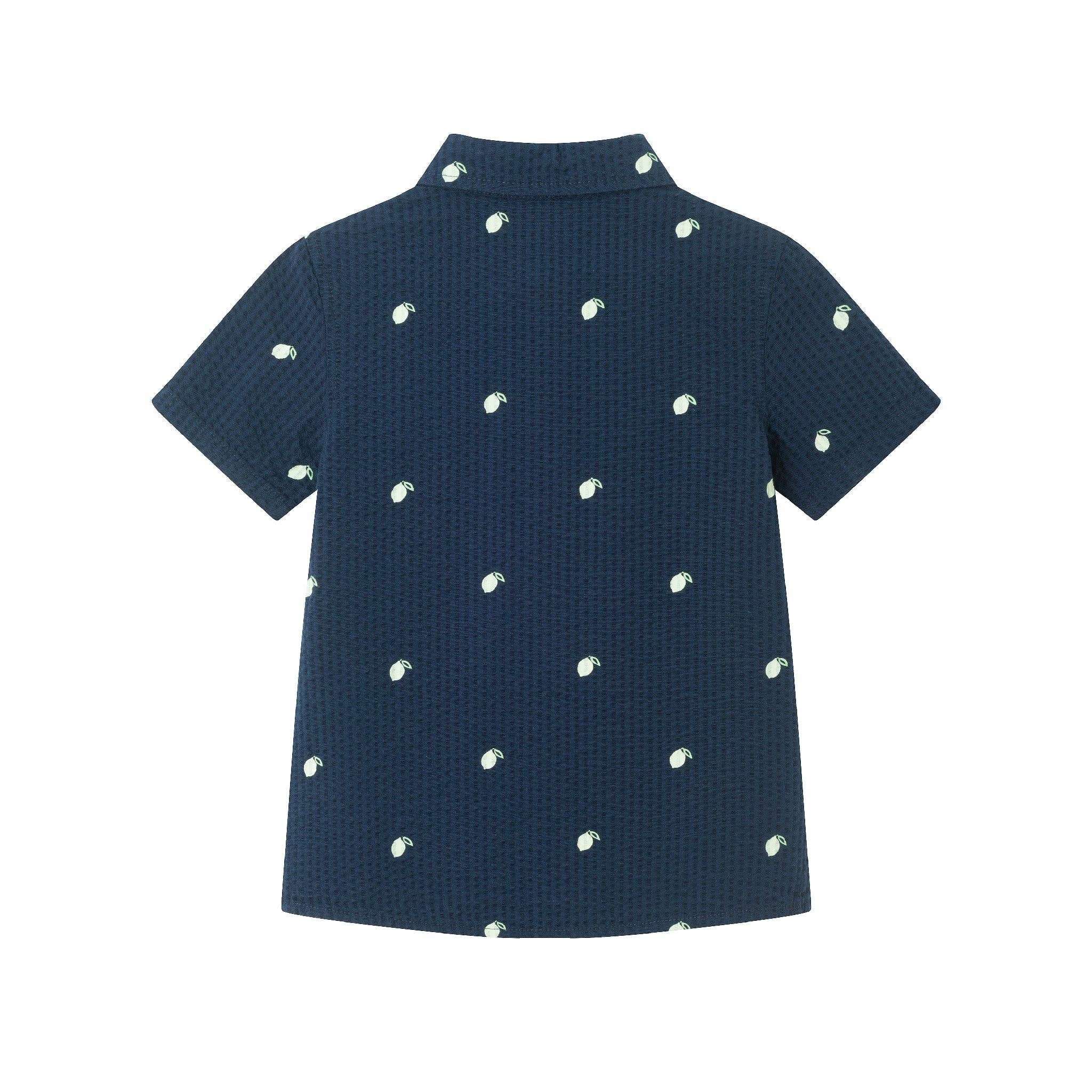 Kids Seersucker Short Sleeve Buttondown Set | Navy Limes