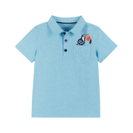 Boys Light Blue Toucan Polo Shirt and Navy Shorts Set