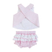 Pink Striped Seersucker Fuzzy Bunny Top and Bloomer Set