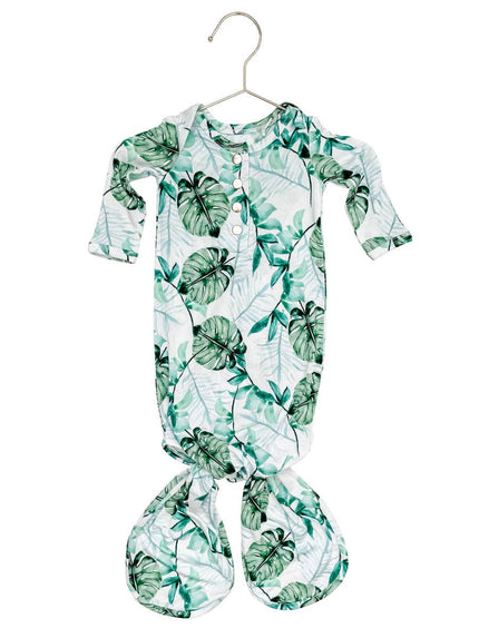 Tropical Leaf Newborn Knotted Gown