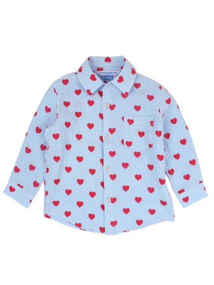 Steal Your Heart Cotton Gauze Long Sleeve Button Down Shirt