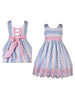 Blue Stripe Eyelet Embroidered Dress