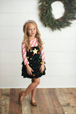 Kids Candy Cane & Velvet Christmas Tree Holiday Dress Set