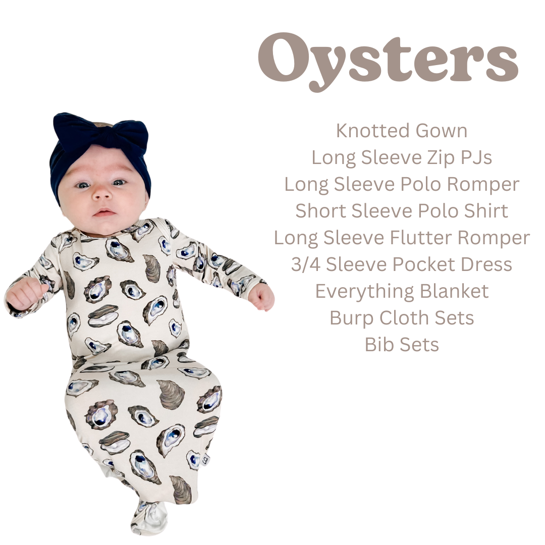 Coastal Oysters Long Sleeve Polo Romper