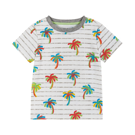 Boys Toddler Short Sleeve White Palm Printed Tee Shirt