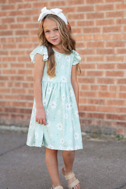 Claire Sage Daisy Spring Easter Flutter Sleeve Dress