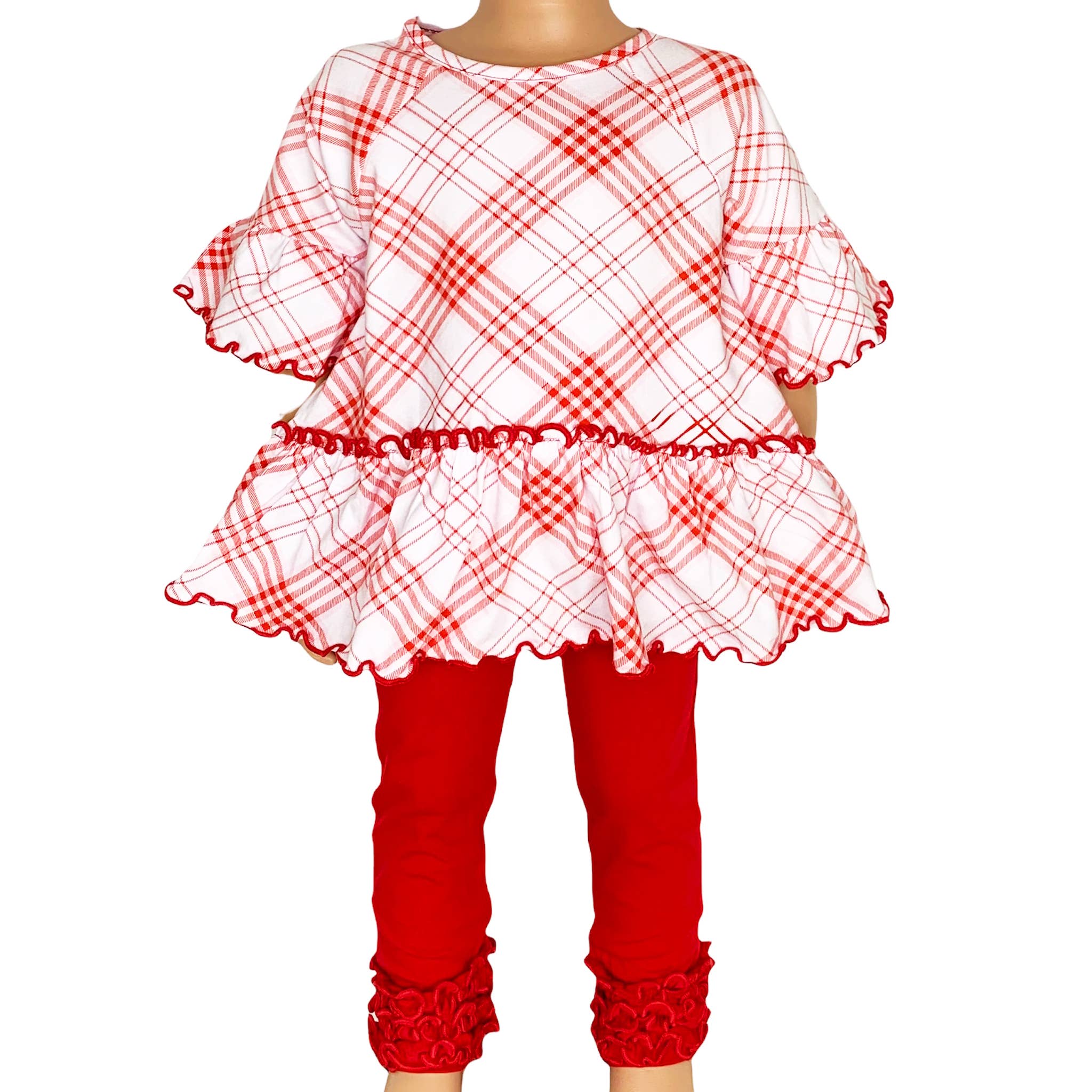 Girls Red Ruffled Butt Leggings