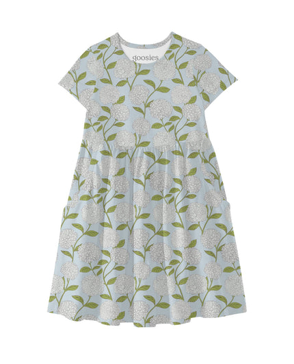 Hydrangeas Bamboo Short Sleeve Pocket Dress