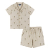 Boys Toddler Beige Palm Print Linen Cabana Set