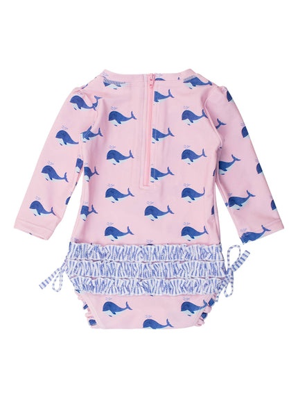 Pink Whale Friends Long Sleeve One Piece Rash Guard