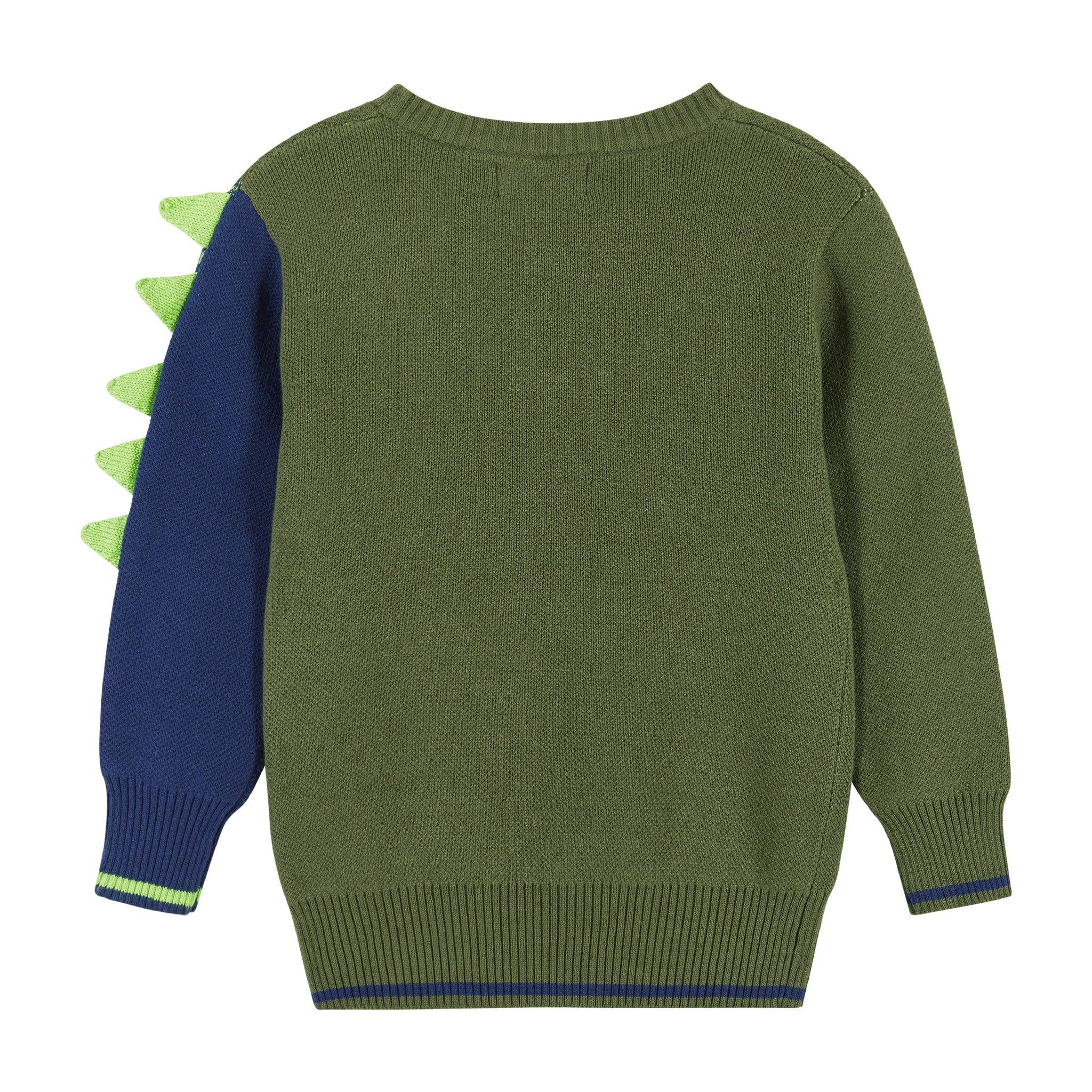 Olive Triceratops Intarsia Sweater | Green