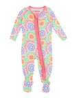 Rainbow Kaleidoscope Hearts Bamboo Viscose Footed Ruffle One Piece Pajama