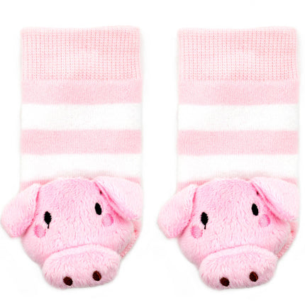 Pink and White Pig Boogie Toes Rattle Socks