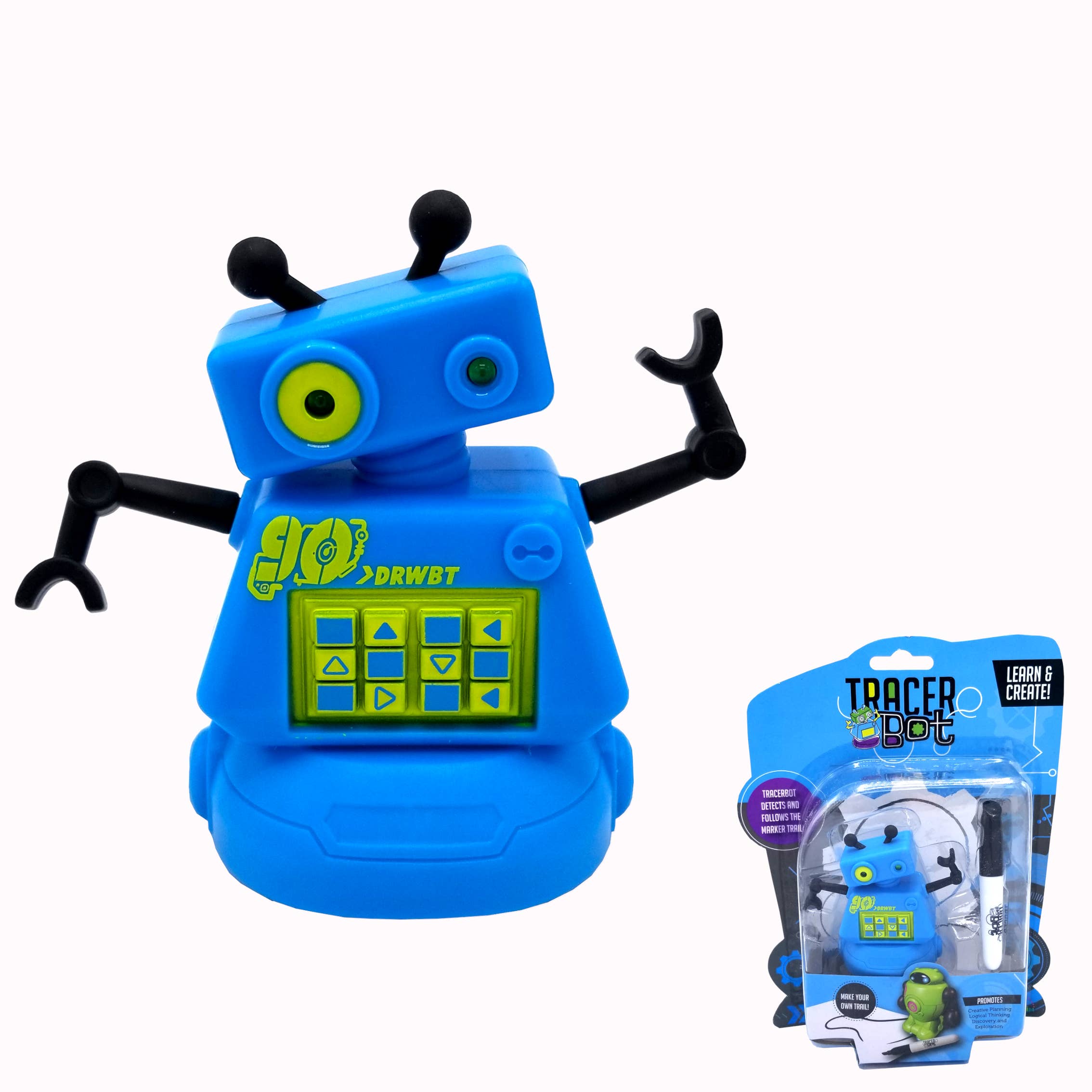 Tracerbot Toy - Blue. Inductive Robots Follow The Line You Draw