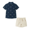 Kids Seersucker Short Sleeve Buttondown Set | Navy Limes