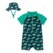 Dino Print Swim Romper and Hat