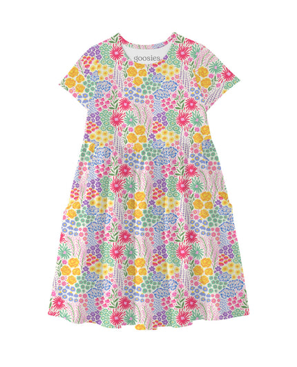 Flower Fields Bamboo Short Sleeve Pocket Dress