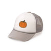 The Pumpkin Patch Trucker Hat for kids is a fun and festive accessory for celebrating Fall! Features: Hat Color: Gray/White Patch Color: Orange, Brown Material: Foam/Mesh Features: Adjustable snap back closure fits 45-56cm Size: Recommended for ages 4+ Each hat is hand pressed with love in our hometown warehouse.