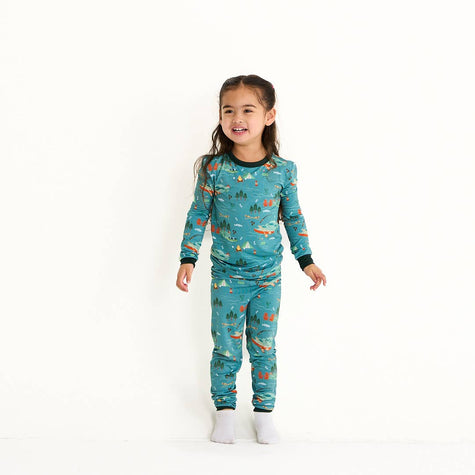 Lake Life Jump in the Lake Bamboo Kids Pajamas Sleepwear Set