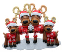 Festive Reindeer Family Personalized Christmas Ornament