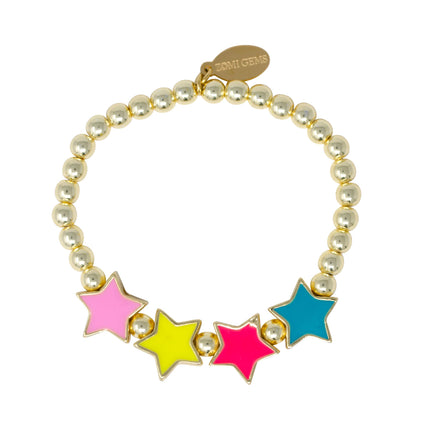 Stars & Hearts Rainbow Stretchy Bead Bracelet Tower