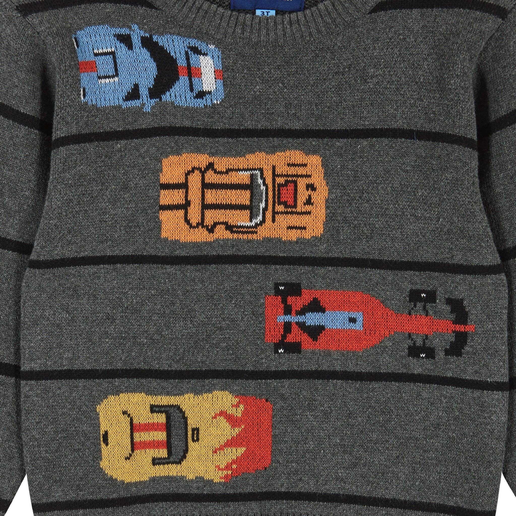 Heather Charcoal Racecar Intarsia Sweater | Grey