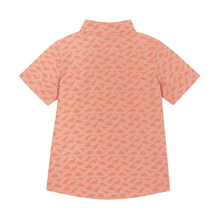 Ss Rayon Bamboo Buttondown - Orange Dino